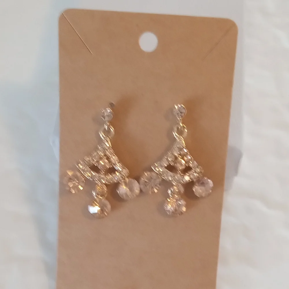 Gold and Pink Chandelier Earrings with Vintage Charm